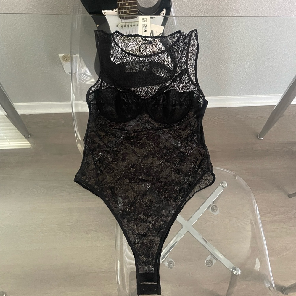 Black Asymmetrical Cut Out Bodysuit